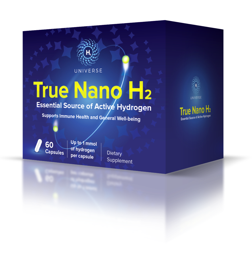 True Nano H2 — Original Molecular Hydrogen Supplement — 60 Capsules (6 Blister Packs)
